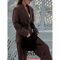 KONDALA Office Lady Casual Chic Solid Women Suit Single Button Sashes Loose Blazer Zipper Pants Fashion 2025 Autumn Winter Sets - Image 4