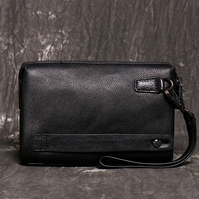Luxury Mens Leather Wallet Black  Men Clutch Bag Genuine Leather - Genuine  Leather - Aliexpress