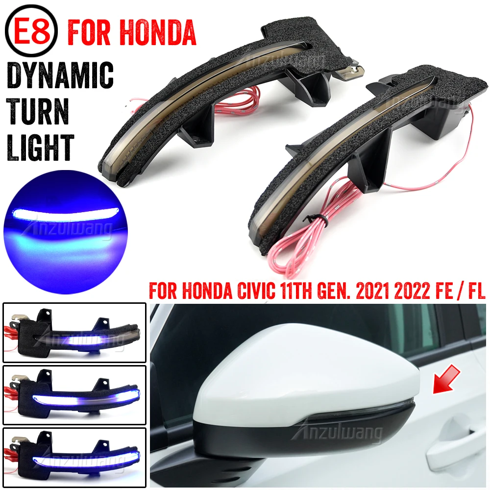 

2PCS Dynamic Side Mirror Turn Signal Light Indicator Sequential Lamps For Civic 11th 2021 2022 FE / FL LED