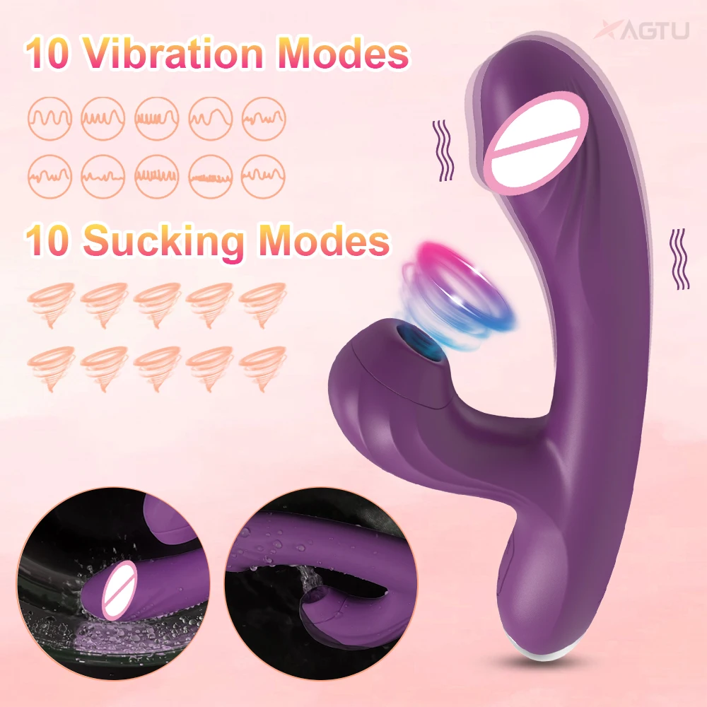Clit Sucker Vibrator 2 in 1 Dildo For Women G-Spot Clitoris Vacuum Stimulator Heating Female Sex Toy