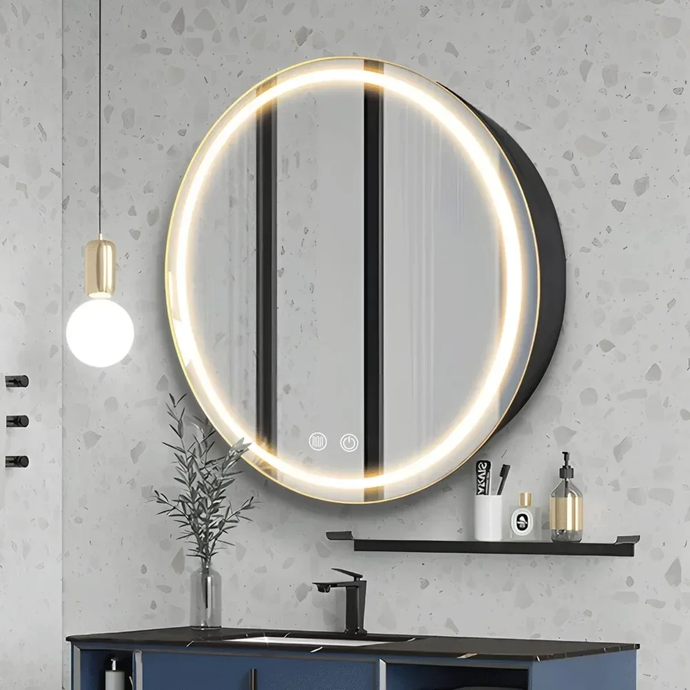 

Illuminated Mirror Cabinet for Bathroom Anti-Fog Led Medicine Cabinet With Defogger Bath Mirrors Dimmable