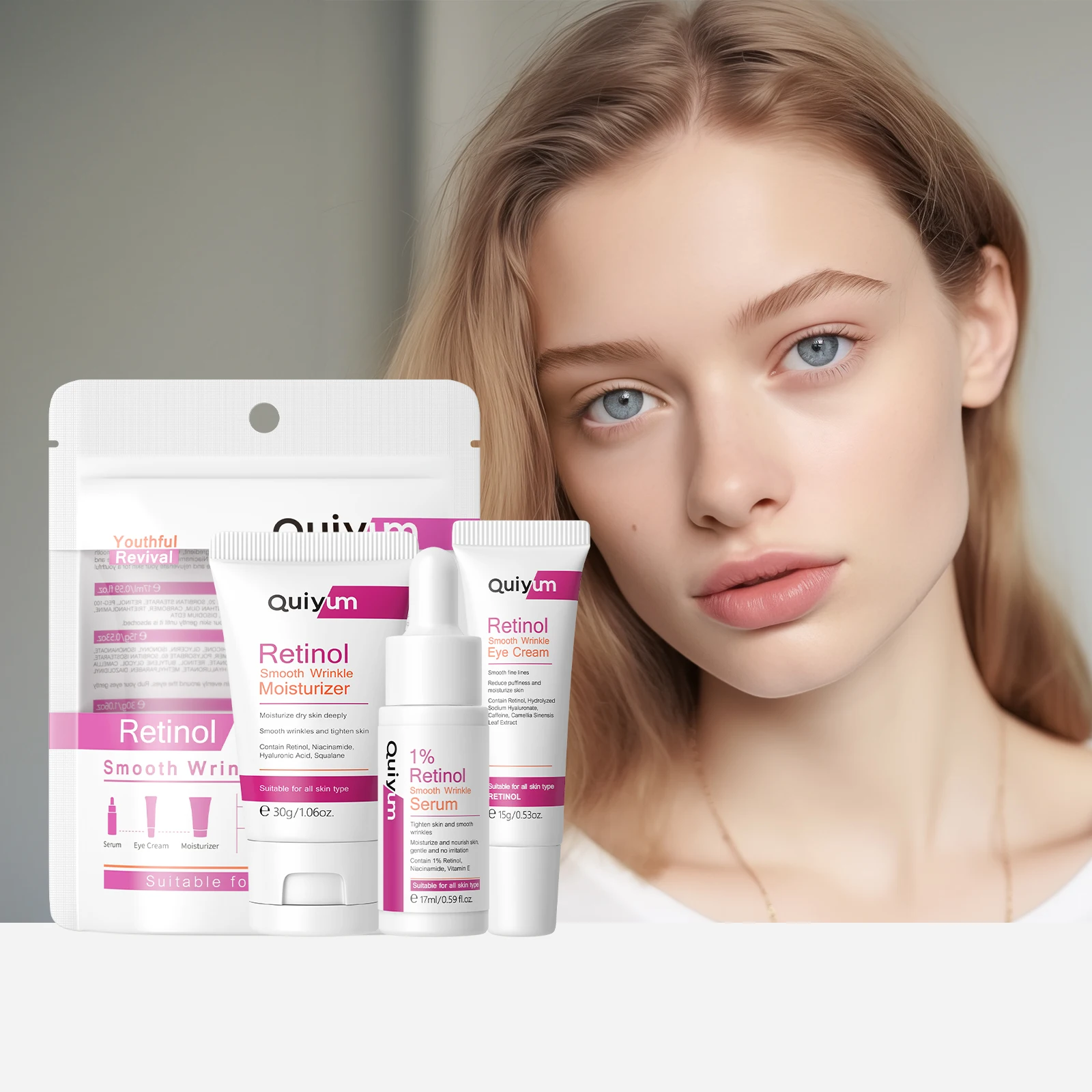 Retinol Smooth Wrinkle Skincare Set For All Skin Type Smooth wrinkles & Fine Lines Improve Skin Elasticity & Radiance skin care set