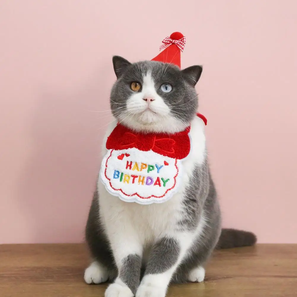 

1 Set Pet Headgear Ins Dog Party Birthday Hat Bib Cotton Pet Dog Cat Hat Bib Birthday Bib Hats for Cats Pet Supplies