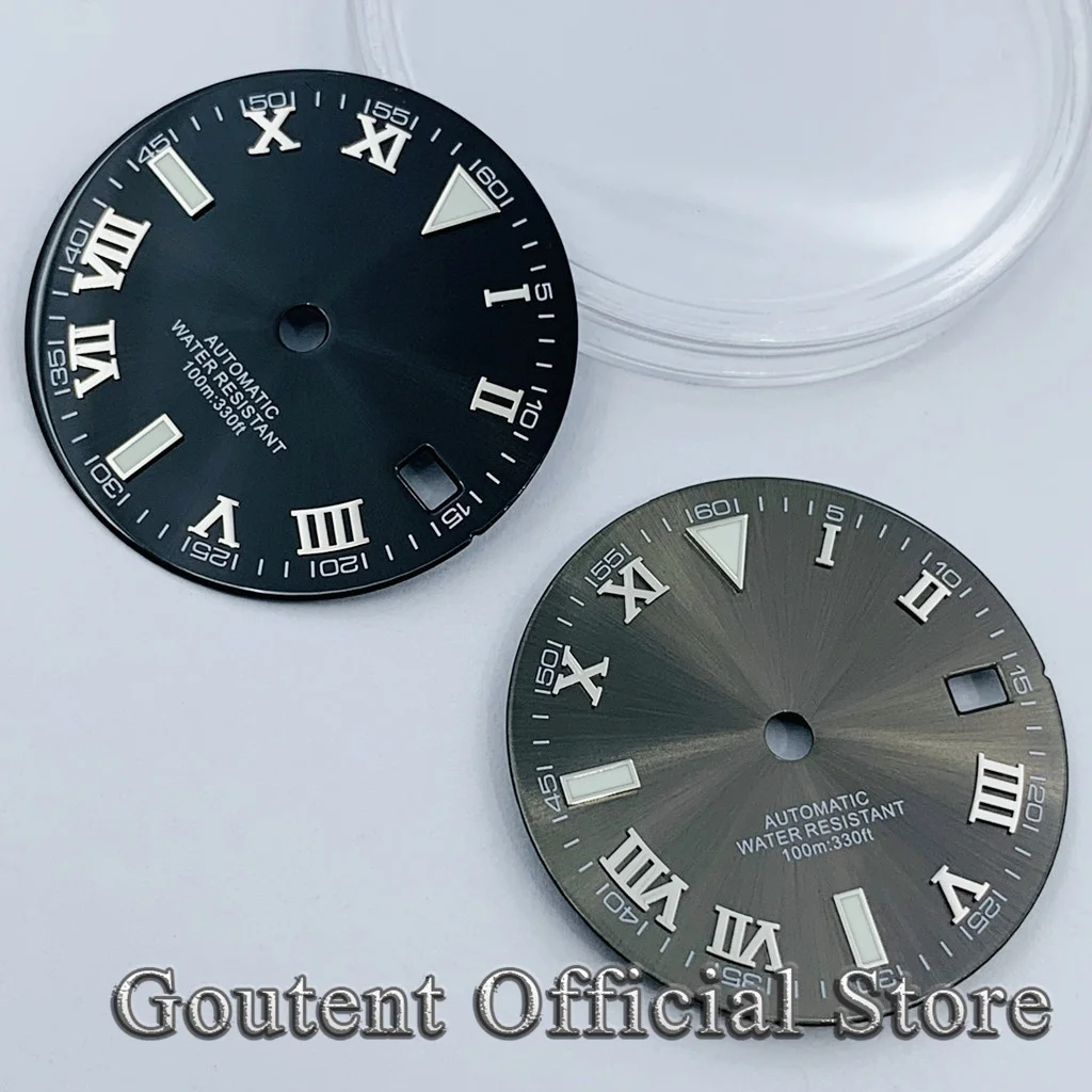 Watch face accessories watch dial accessories 29mm Sterile Black White Gray Blue Roman Numeral Watch Dial Fit NH34 NH35 Movement Fit 3 O'clock Crown 3.8 O'clock Crown