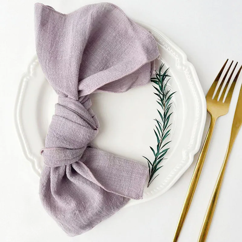 Description Picture 4 of item10pcs Handmade Gauze Napkins 30X30cm Cotton Cloth Napkins  Fabric Serviette Gauze Table Towels for Wedding Party Baby Shower Set