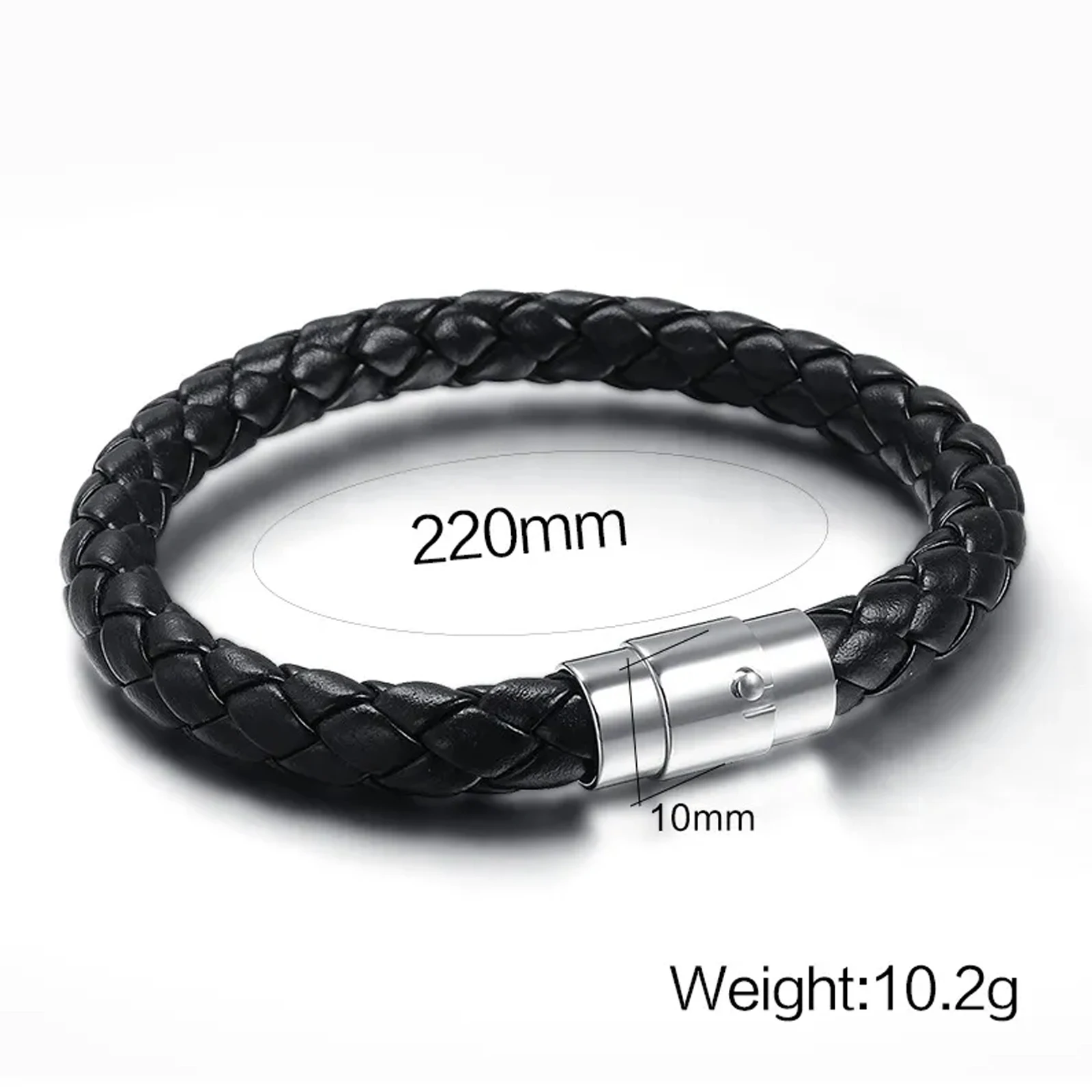 Fashion Unisex Women Men Braided Leather Magnetic Clasp Bracelet Handmade