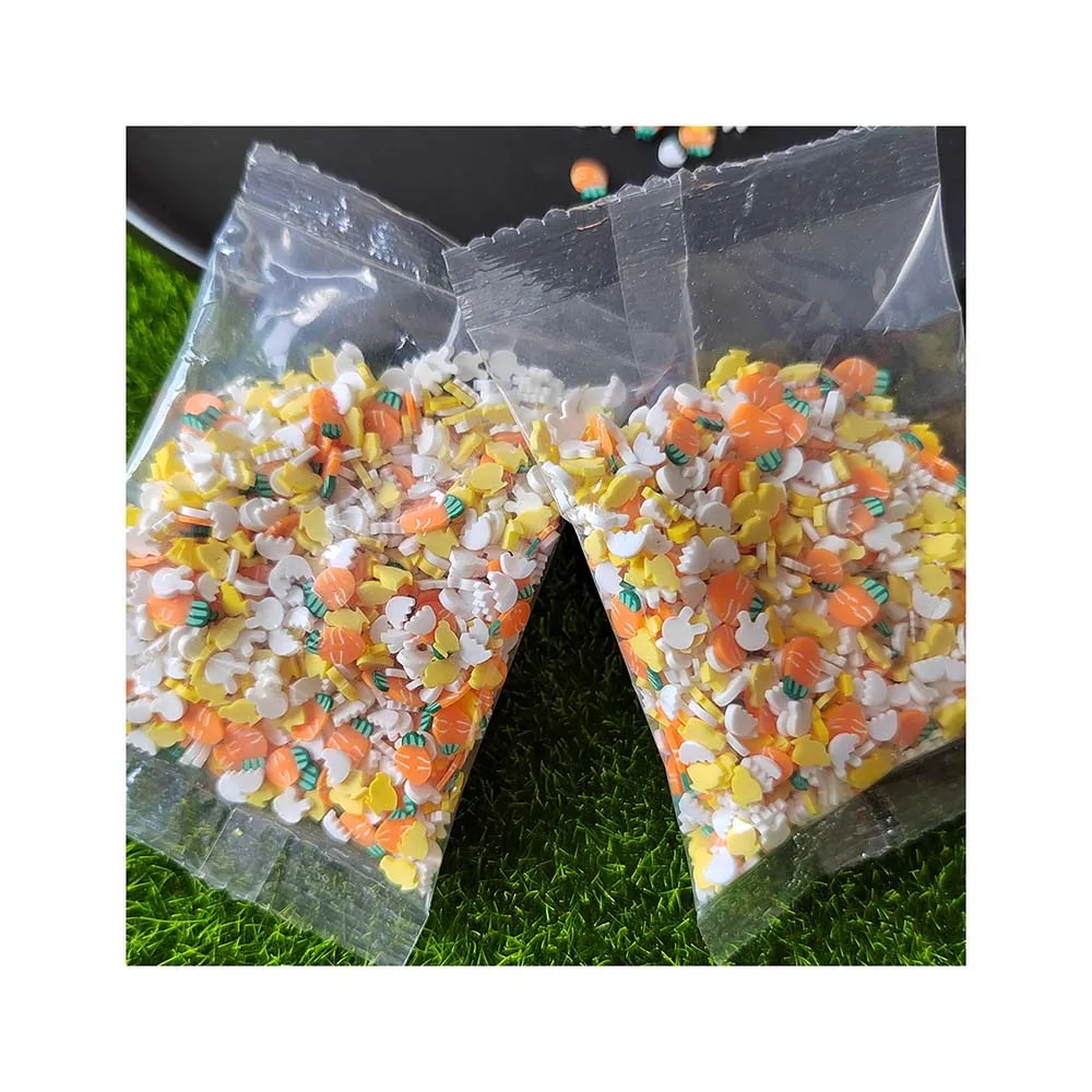 Orange Carrot White Bunny Rabbit Yellow Chicken Easter Mix Polymer Clay Sprinkle Slices For Holiday Party Decoration