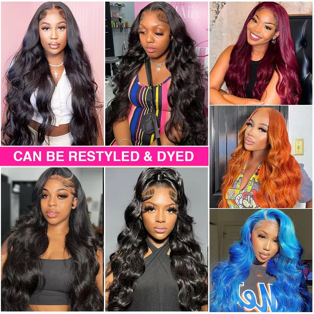 200% Density HD transparent lace body wave 13x4 13x6 frontal human hair wig 360 frontal pre plucked 5x5