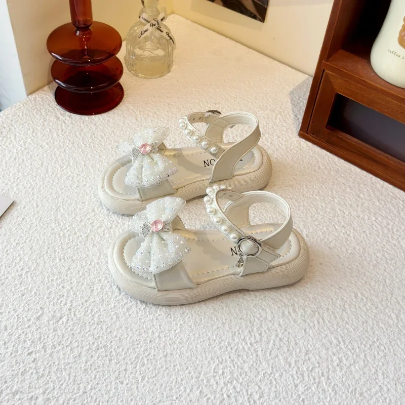 Girls Summer Flat Sandals Pearl Casual Shoes