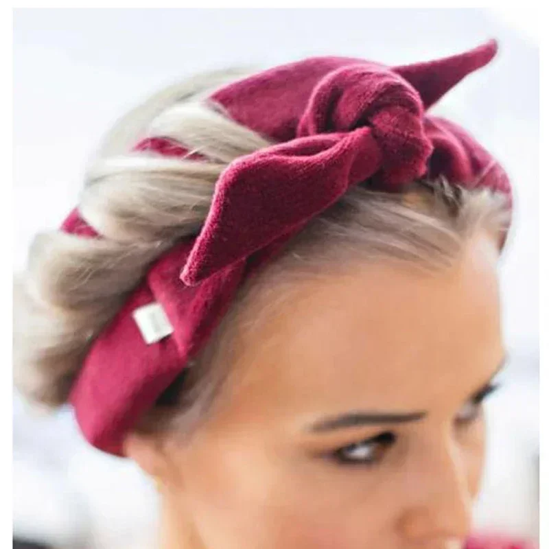 Girls Heatless Curler Rod Headband No Heat Hair Rollers Velvet Bow Tie Curls