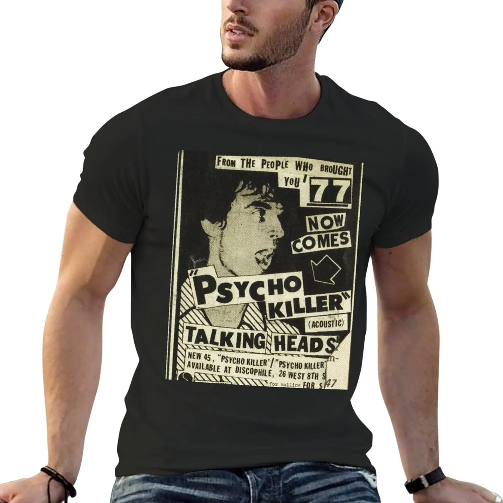 

New Psycho Killer - Talking Heads post-punk concert poster 1977 T-Shirt tees plus size tops mens t shirts casual stylish