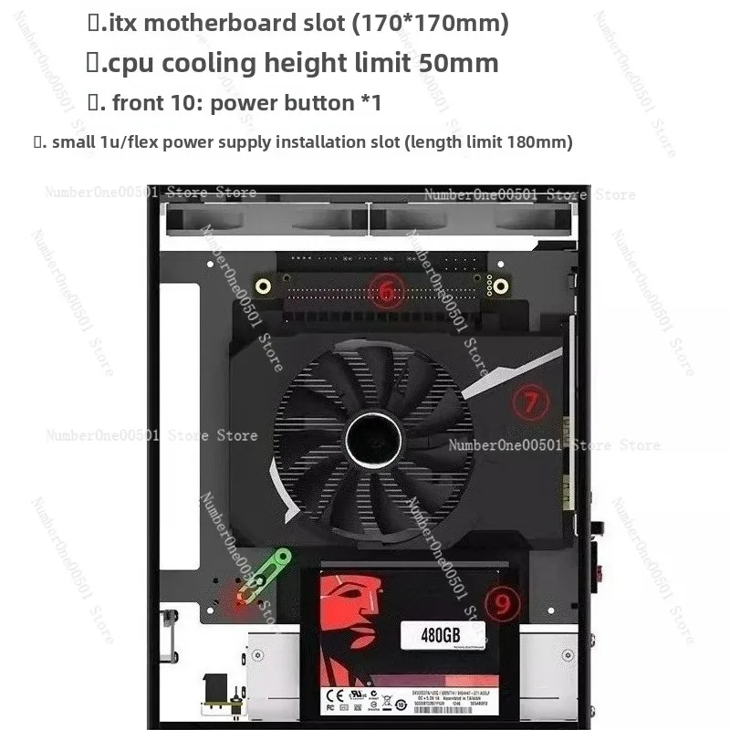 Lzmod mini F1-1U 2.0 ITX Dual-Slot Discrete Graphics Case – Compatible with Colo