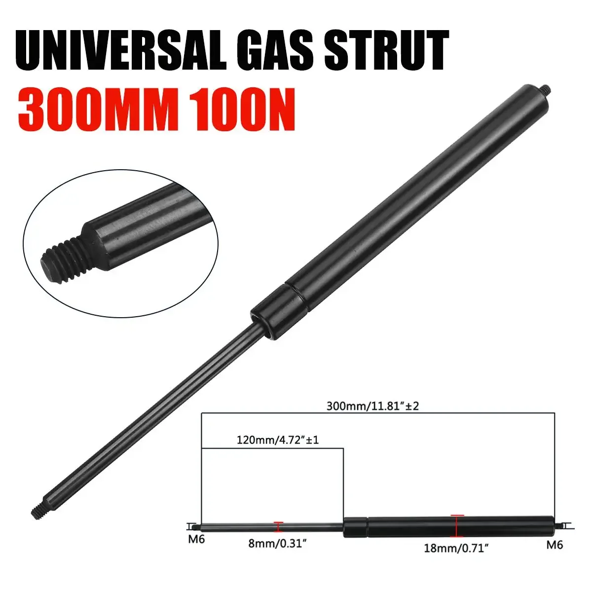 

2pcs 200-500mm 100N 8mm Car Gas Strut Bars Gas Spring Hood Support Rod Shock Lift for RV Bed Window Bus Caravans