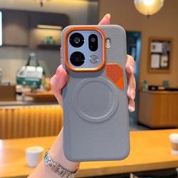 Magnetic PU Leather Case with Hardware Lens Protection and Heat Dissipation Cover for OPPO Find X9 (GRAY)