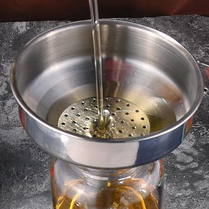 Stainless Steel Funnel with Detachable Strainer Filter for Liquid Oil Kitchen Cooking Tools Large Funnel for Cook Oil
