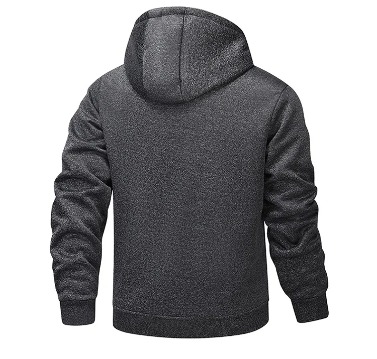 Blue Fleece-Lined Hoodie Jacket for Men - Warm, Comfortable, Casual Style Male Coat. Size M-5XL 6XL