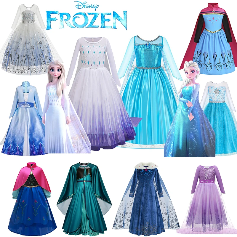Disney Gefrorene Schnee Königin Elsa Anna Mädchen Cosplay Mesh Prinzessin Kleid Kinder Halloween Karneval Party Geburtstag Kleid Ball Vestidos