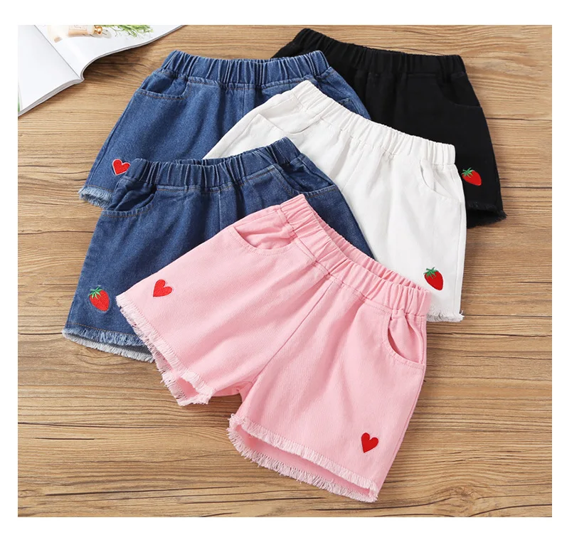 

Girls' Denim Shorts Summer Children's Beach Pants White Outerwear Loose-Fitting Hot Pants Little Girl Pants