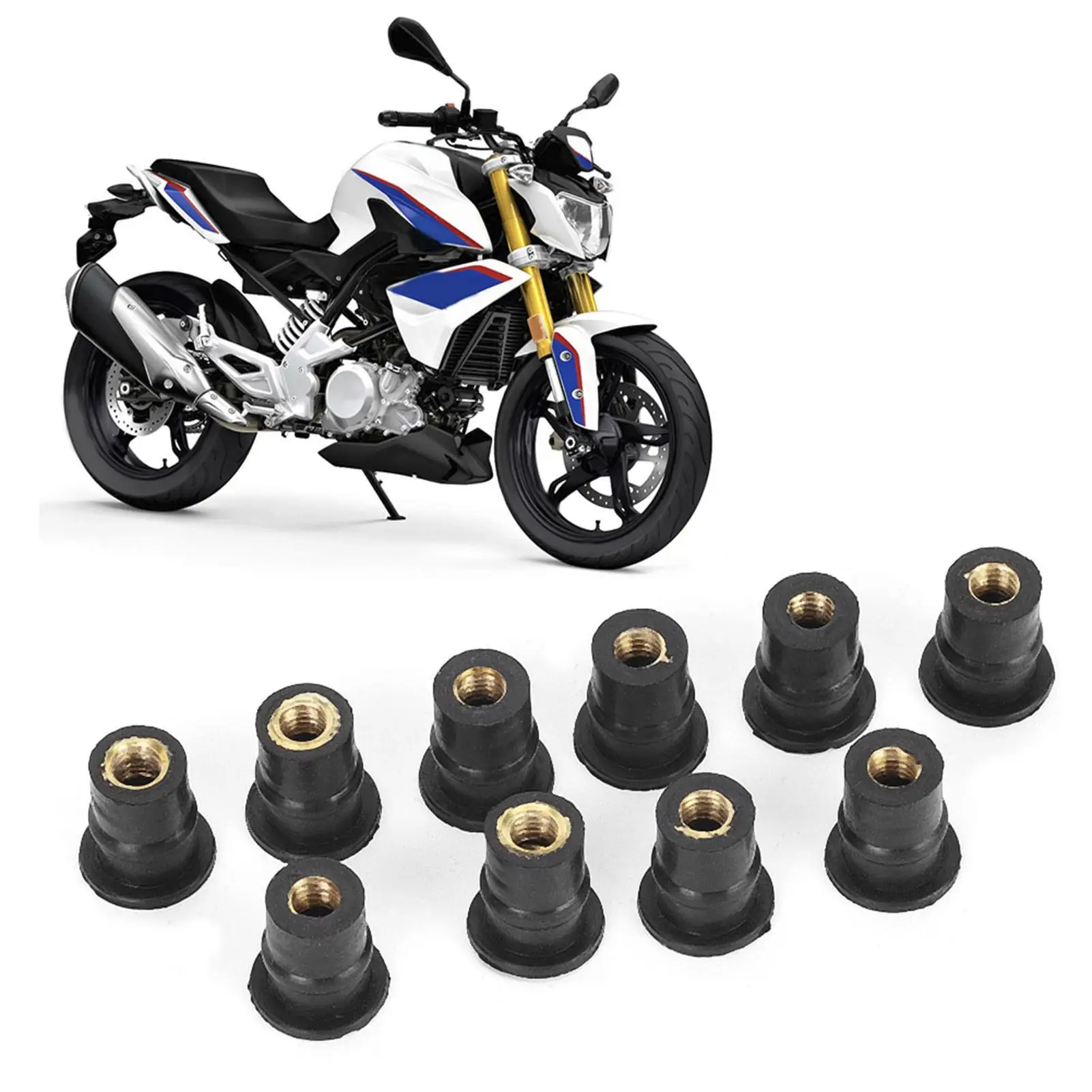 10Pcs for M5 Rubber Well Nuts 5mm/0.2in Metric Windshield Wellnut New