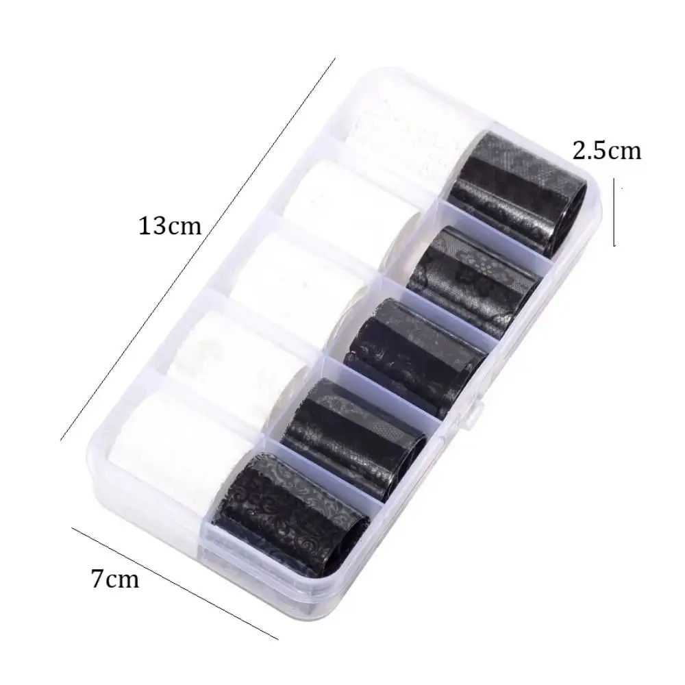 2.5 * 60 cm Black White Nail Stickers Lace Sexy Envelopes Nail Art Transfer Leaf Full Flower Adhesive Transfer Decals