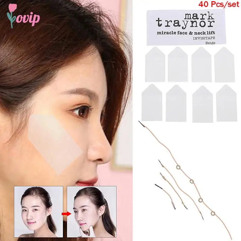 40Pcs face Lifting Patch Invisible V-Line Face Lifting Tape and Strap Set Neck and Eye Double Chin Lift wrinkle removal facial beauty instrument