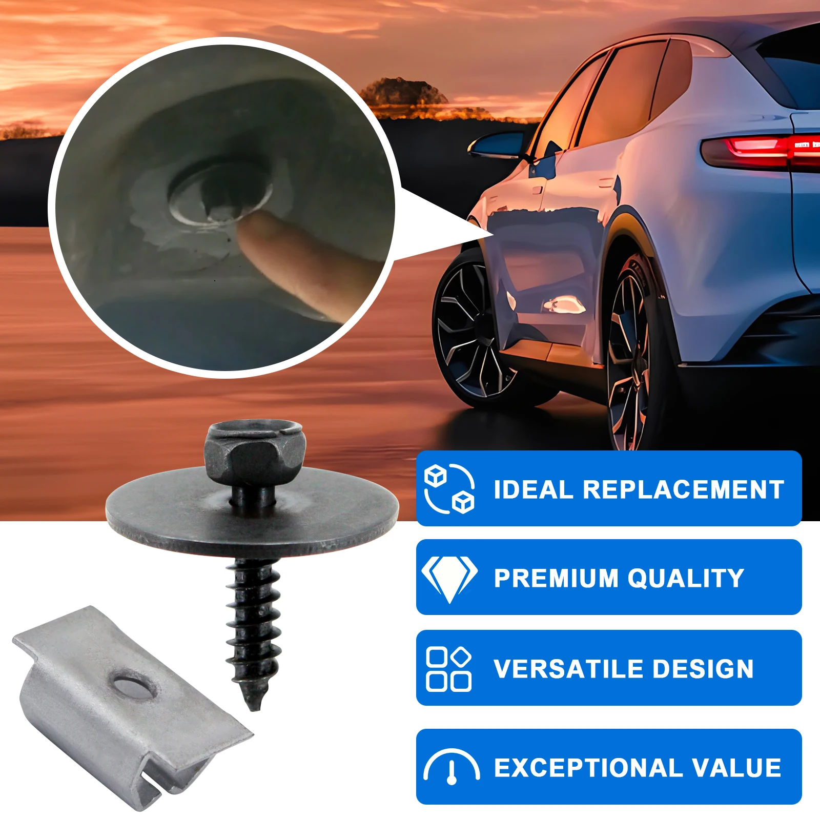 Radiator Support Splash Shield Screws Nut Kit for Mercedes Benz 900536 0019949845 Undercar Clip for Benz 129 124 140 202 210 auto fasteners,auto accessories,car accessories,car screws,stainless steel screw,stainless steel clips