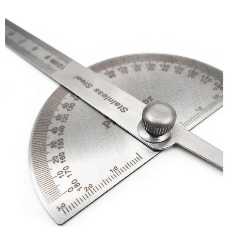 스테인레스 스틸 각도기, 0-180도, 10cm 목공 눈금자, 각도 측정 도구