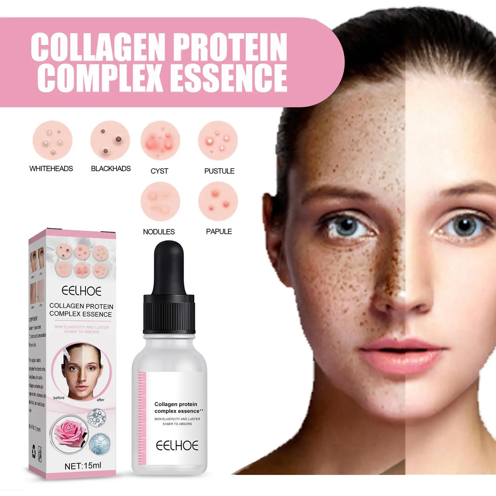 

15ml Collagen Wrinkle Remover Serum Lifting Firming Repair Lines Skin Face Fade Moisturizing Essence Care Smooth Anti-aging S6i5