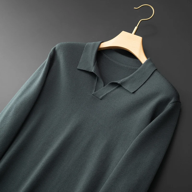 8XL 7XL 6XL Soft Warm Male Pullovers 2023 New Fall Winter High End Luxury Wool Sweater Men Long Sleeve Lapel Mens Sweaters 6