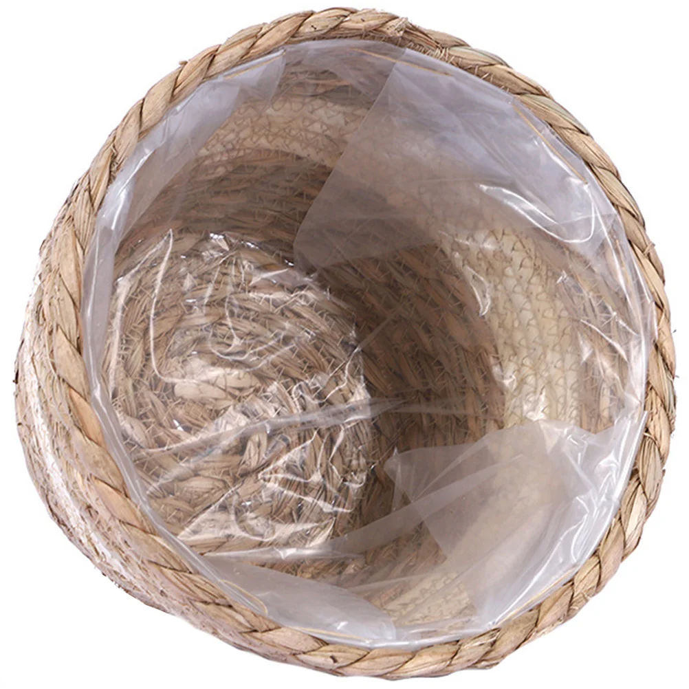 

Straw Woven Basket Waste Paper Bin Seagrass Basket Planter Basket Flower Pots Woven Storage Basket Sundries Container