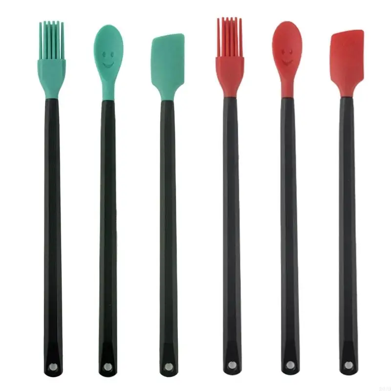 R0JD 3Pcs Small Silicone Spatulas Spoon Oil Brush Heat Resistant Baking Scraper Tools
