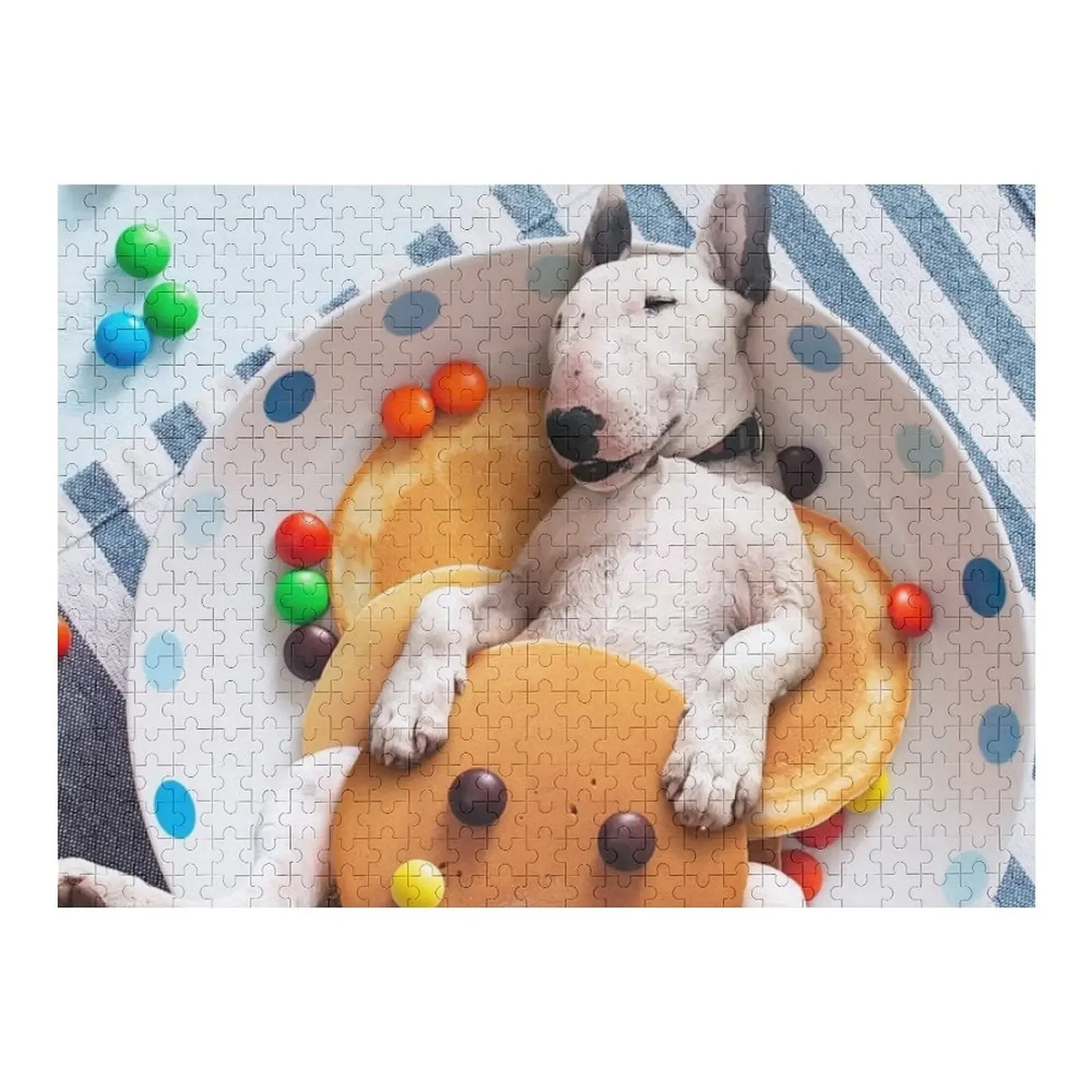 Miniature Bull Terrier Pancakes Jigsaw Puzzle Photo Personalized Gifts Custom Child Gift Works Of Art Puzzle dream time 01 jigsaw puzzle customized gifts for kids custom child gift works of art custom photo puzzle