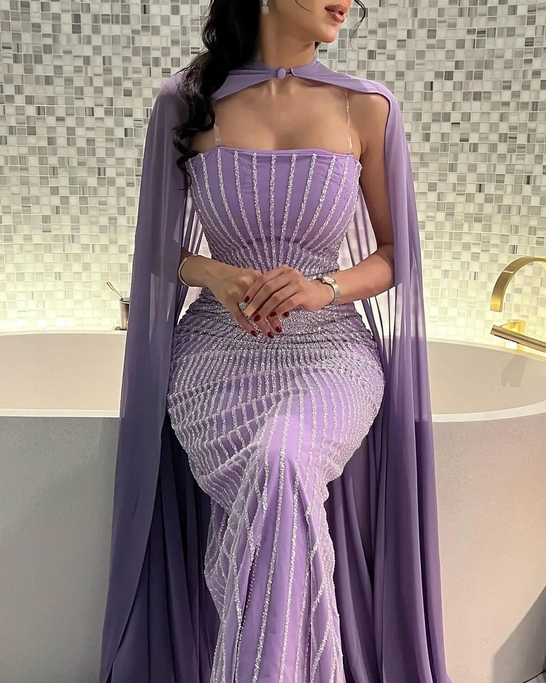 

Vintage Mermaid Prom Dresses Formal Occasion Dresses Strapless Beadings Floor Length Evening Dresses