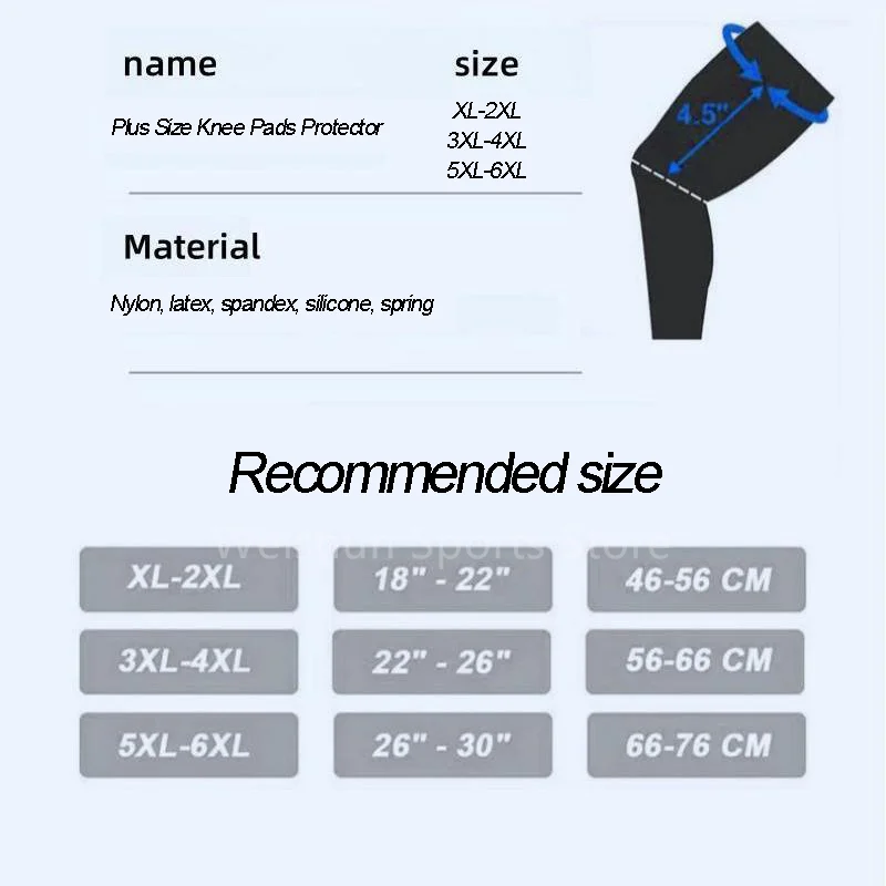 Plus Size Knee Pads Protector Compression Knee Support Protection Relieves Patella Ligament Joint Tendon Meniscus Discomfort 6XL Knee Pad Knee Support Knee Brace Knee Wraps