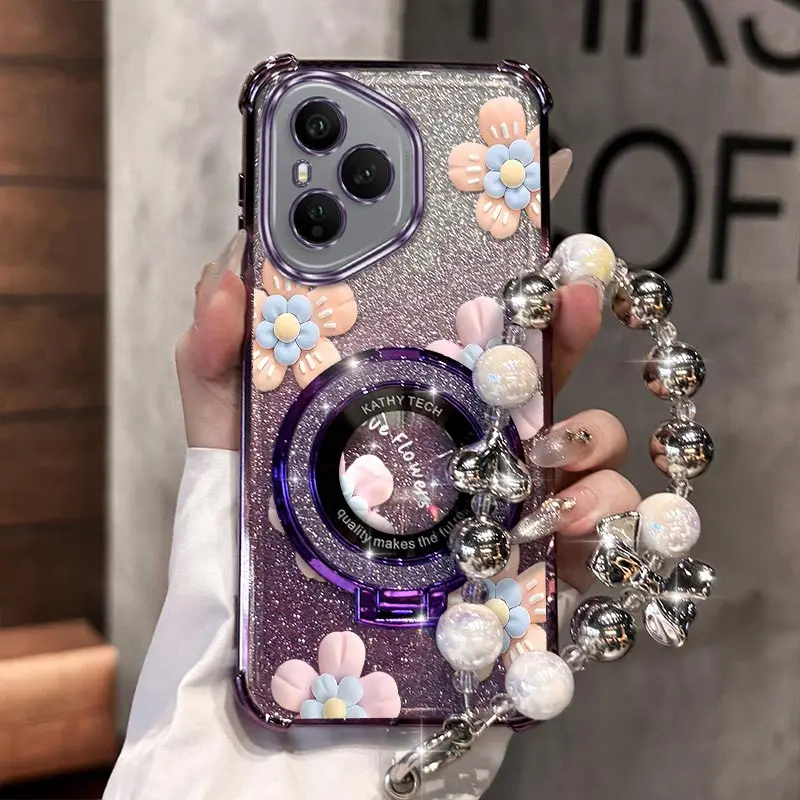 Decorative Flower Plating Bracelet Holder Phone Case Cover