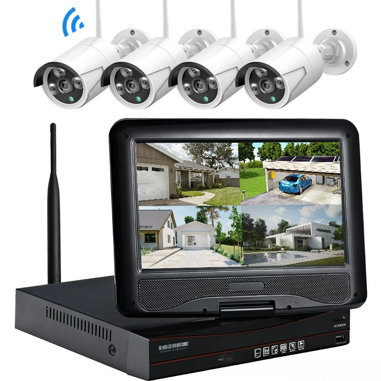 Shop household 4/8-way wireless 10-inch camera with screen, indoor and outdoor monitoring NVR set