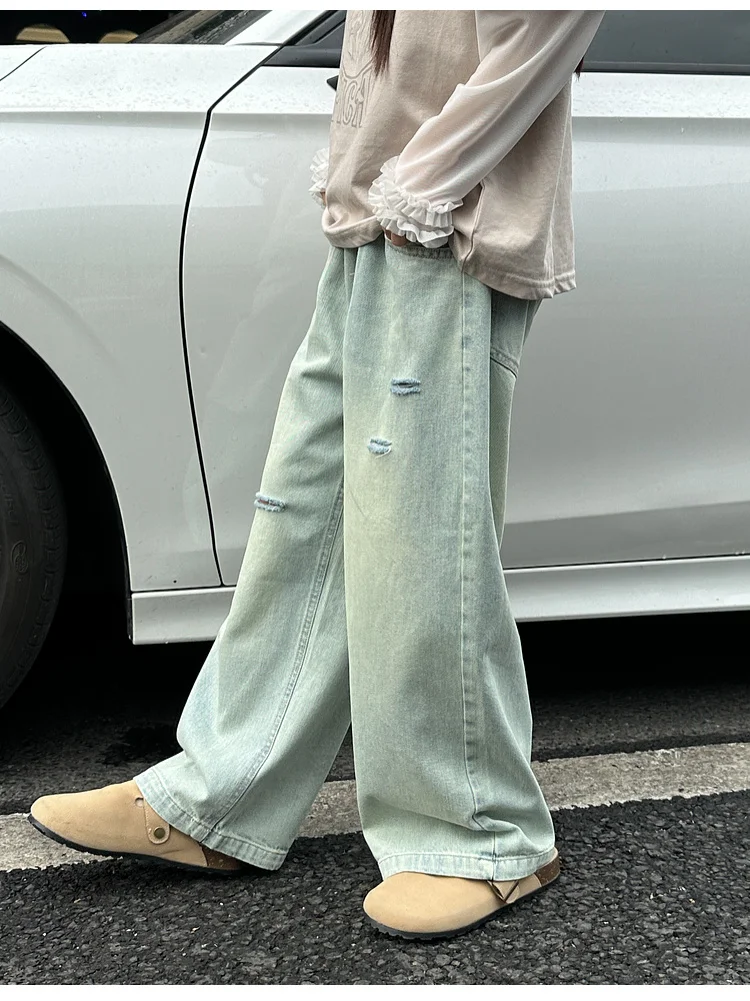 جينز كاجوال متوسط إلى كبير للأطفال ، سراويل أنيقة للفتيات ، طراز جديد ، الربيع والخريف ،