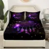 Dreamcatcher Fitted Sheet Boho Mandala Bedding Set with 2 Pillowcases Purple Dream Catcher  Bed Sheet Set Bedding Elastic Pocket 5