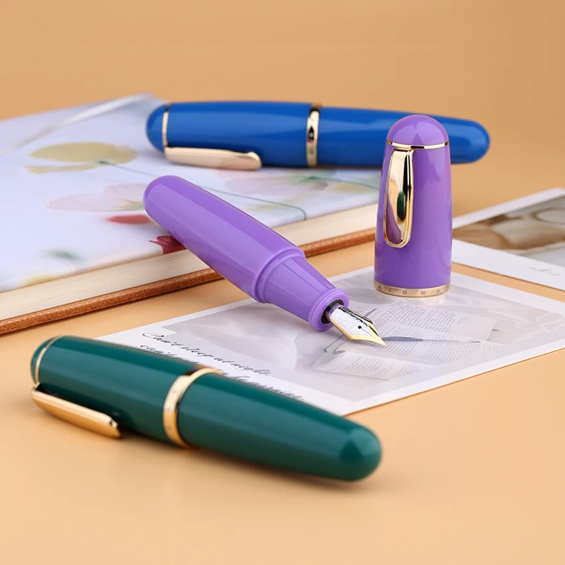 

New MAJOHN Q1 Acrylic Lavender Mini Fountain Pen Resin Transparent Portable Ink Pen Iridium EF/F Nib Palm Short Writing Gift Set