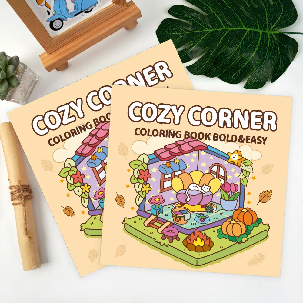 Small Corner Cute Comfy Coloring Book for Adults and Teens Featuring Adorable Creatures in Cozy corner Moments Cute little Den