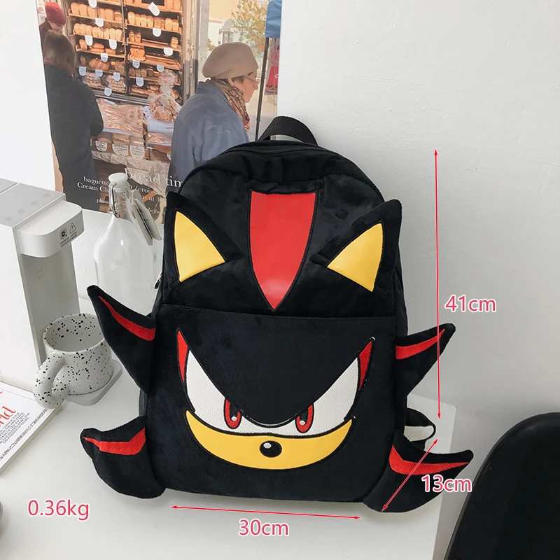 School Bag Girls Backpack Cartoon Black hedgehog Plush Schoolbag Bag StudentCool High Capacity Women's Bag Gift 3