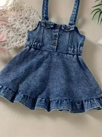 Robe barboteuse en Denim pour bébé fille, salopette dos nu, vêtements à la mode pour enfants 4