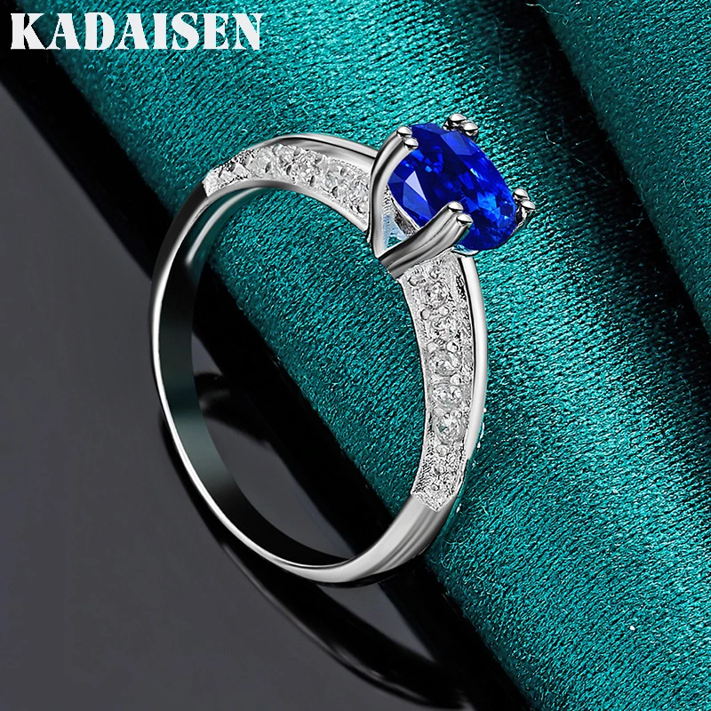 Elegant Blue Zircon and 925 Sterling Silver Ring for Women - Perfect for Weddings and Parties