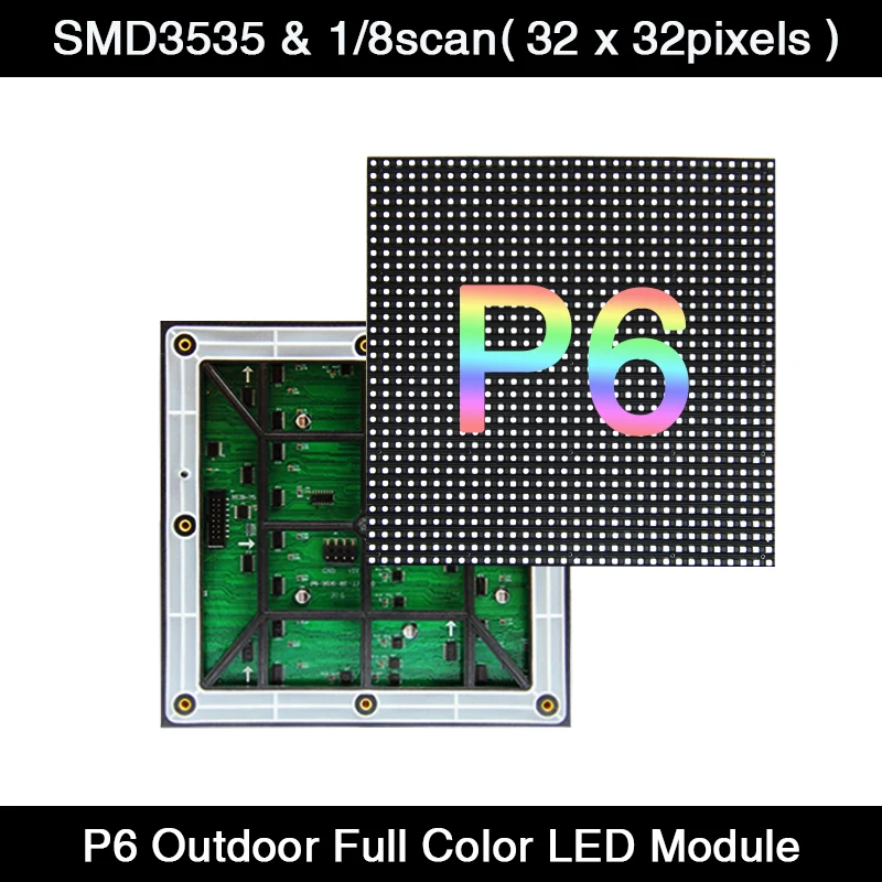 AiminRui P6 LED 사인 디스플레이, 야외 풀 컬러 RGB 모듈 패널, SMD3535, 192x192mm 광고 보드, 1/8 스캔, 32x32 픽셀