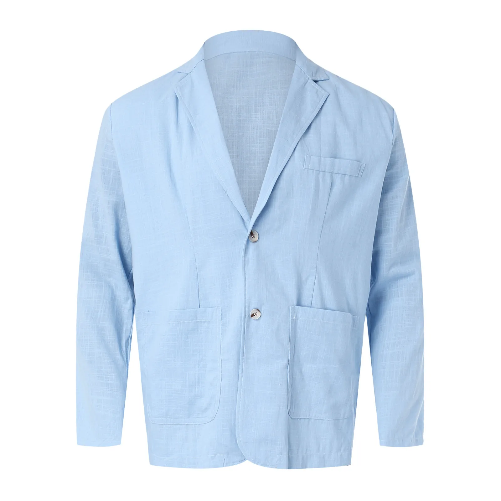 Mens Blazer Spring Autumn Casual Linen and Cotton Safari Suits Solid Color Oversize Coat