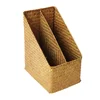 Woven Straw File Storage Basket Rattan Document ganizer Desk Bookshelf Holder Storage Baskets For Home Office Use 3