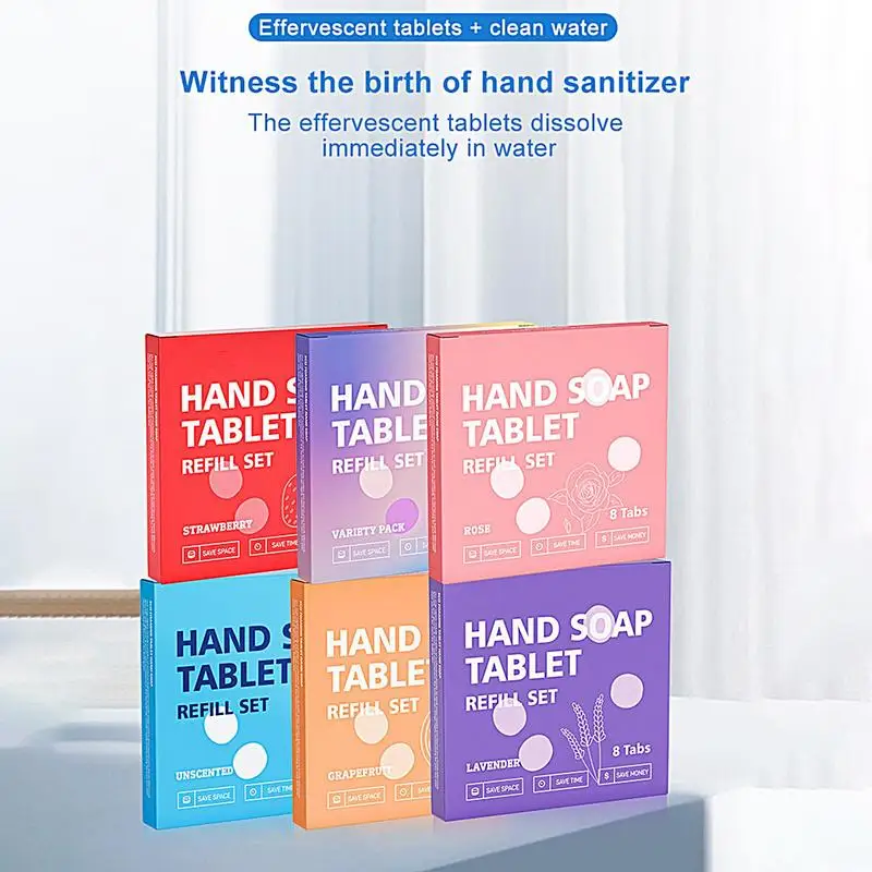Hand Soap Tablet Refills 8pcs Foaming Refreshing Fragrance for Business Trip Travel