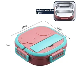 Portable Stainless Steel Lunch Box for Outdoor Use - Ideal for Babies, Children, and Students (Pink 2 grids)