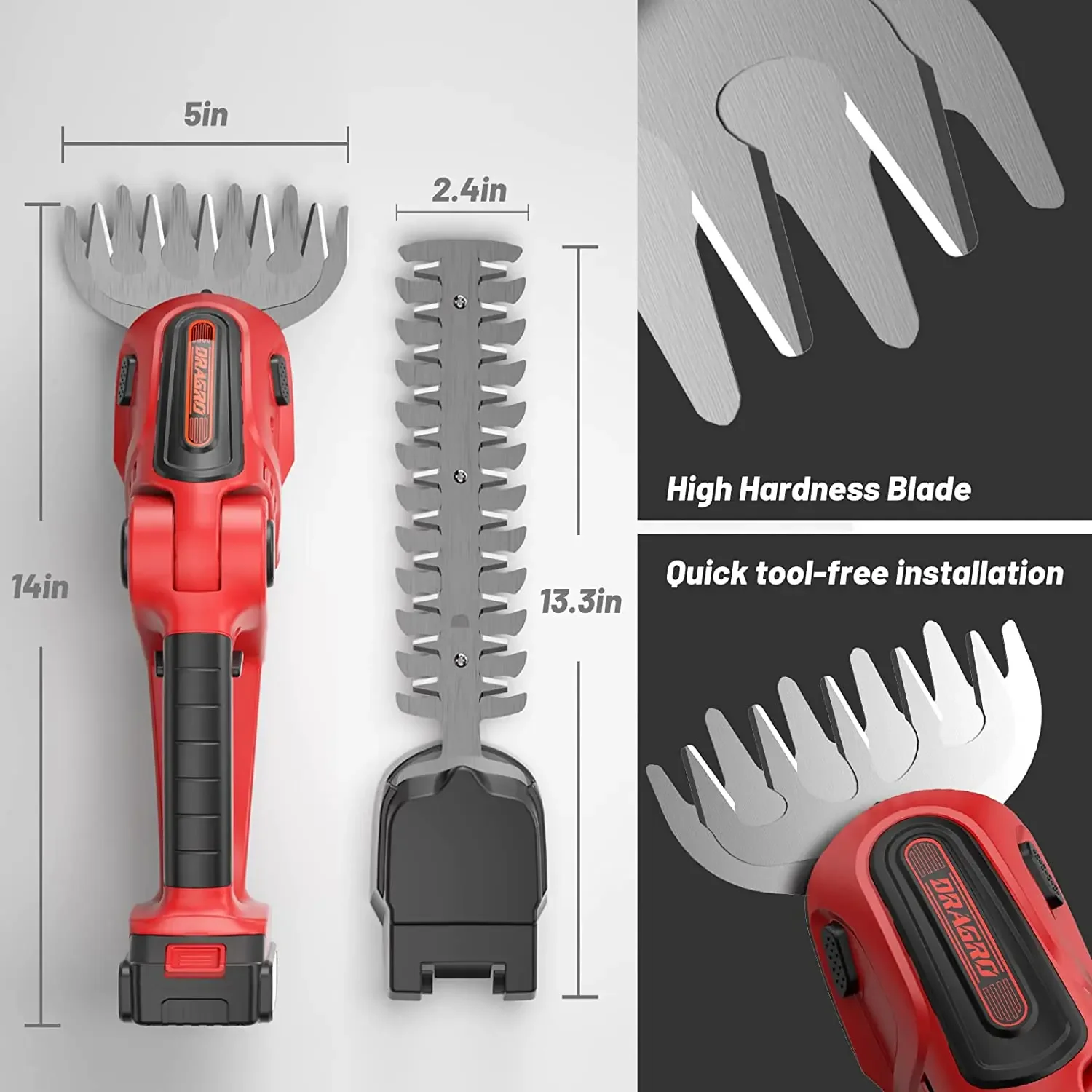 Cordless Hedge Trimmer With 2-in-1 Grass Shear Garden Maintenance Kit 21V Including Battery And Charger