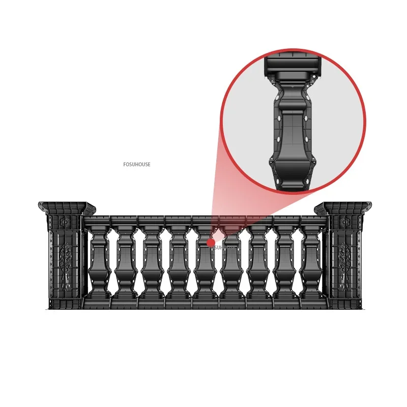 Roman Column Mold Balcony Fence Mold European Building with Exterior Wall Villa Garden Privacy Fence Cement Cast-in-place